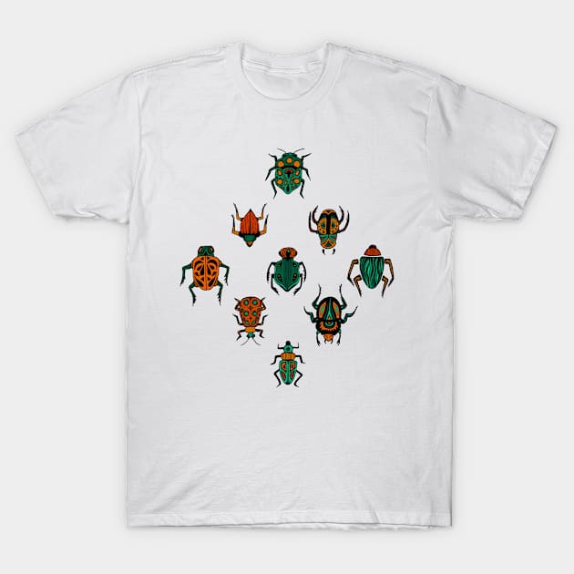 Beetle Pattern | Tropical Insects Pattern T-Shirt by InkHiveCreative